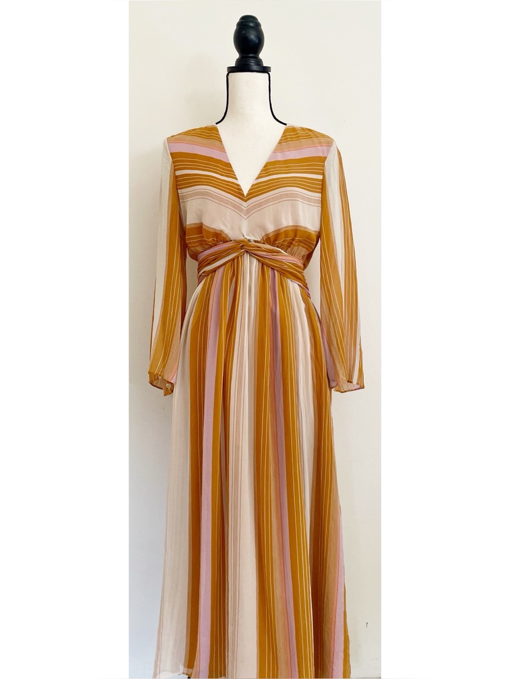 Joie Silk Striped Long Sleeve Maxi Dress